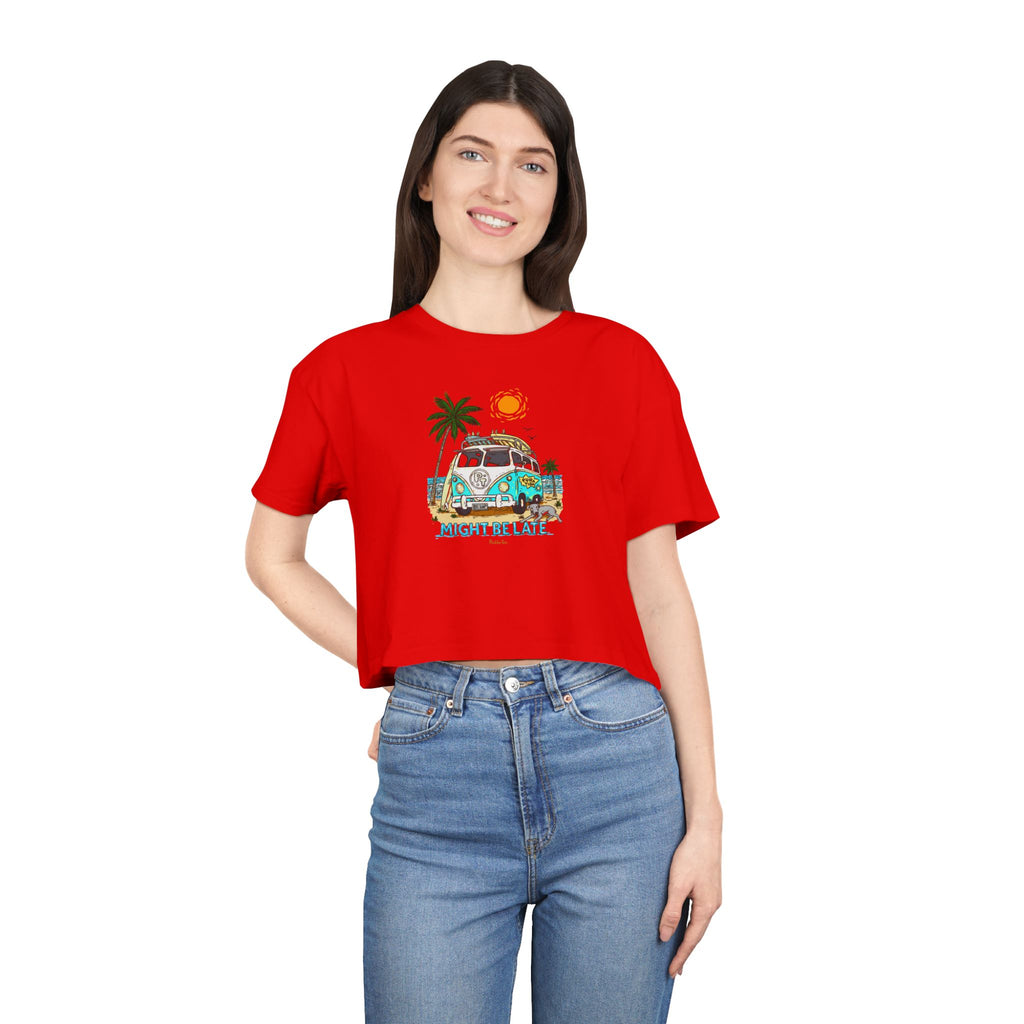 Surfing, Might Be Late Women's Crop Tee