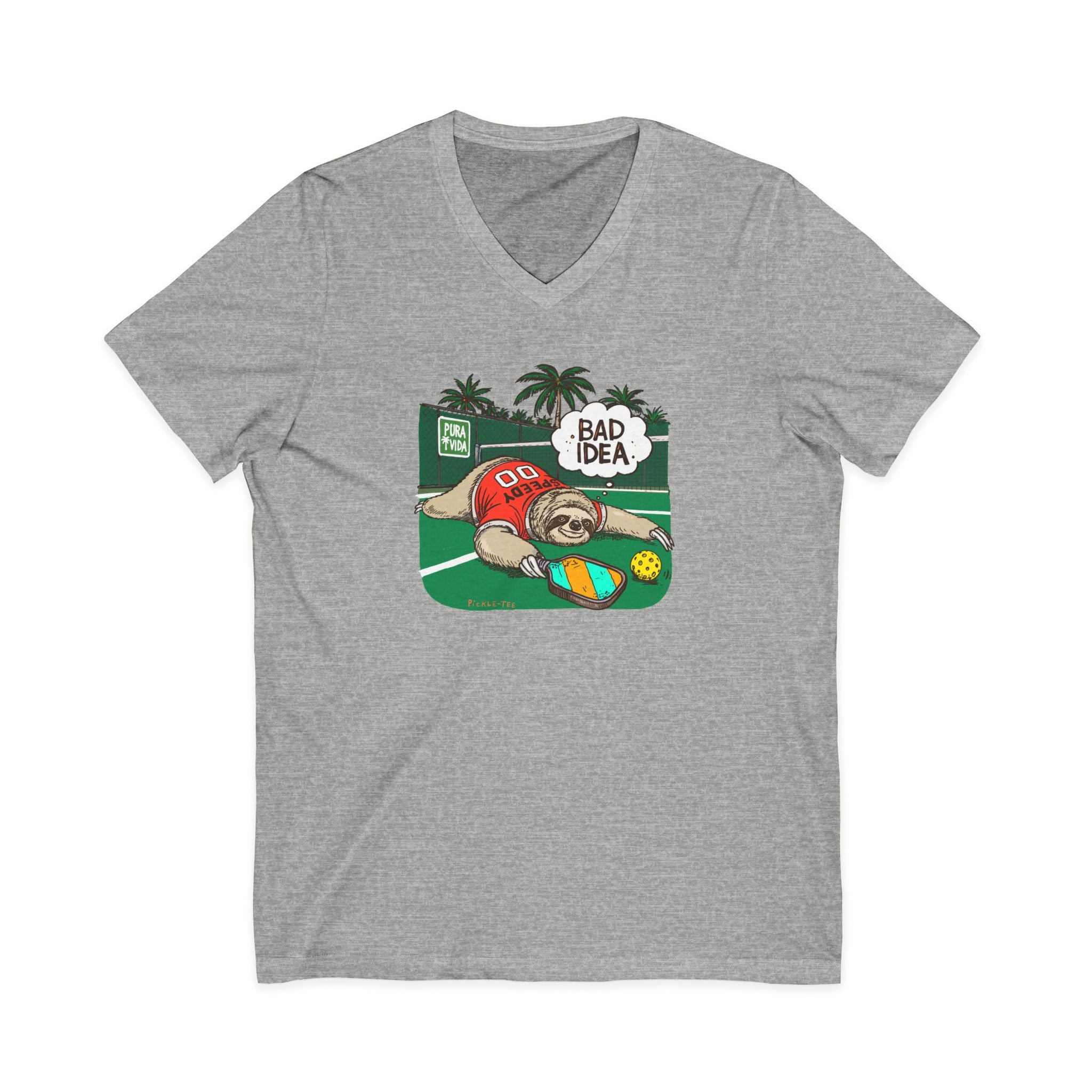 Pickleball Speedy the Sloth Unisex V-Neck Tee