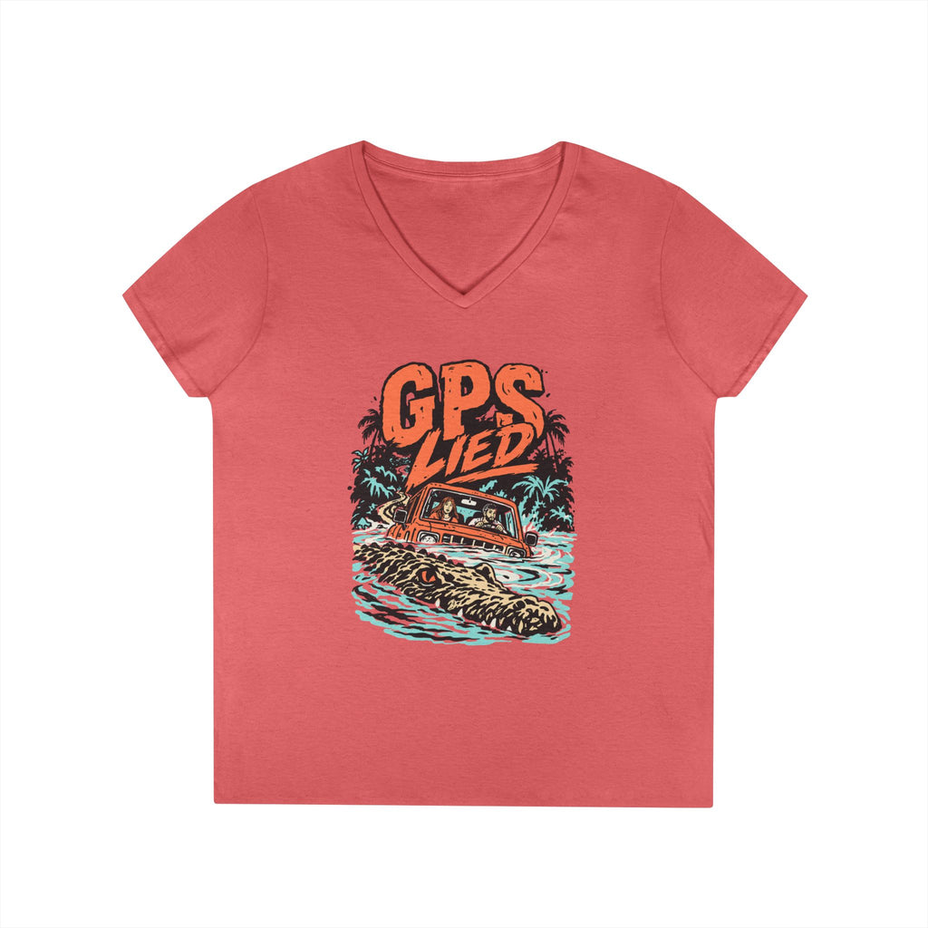 GPS LIED, Women’s Midweight Semi Fitted  V-Neck Tee