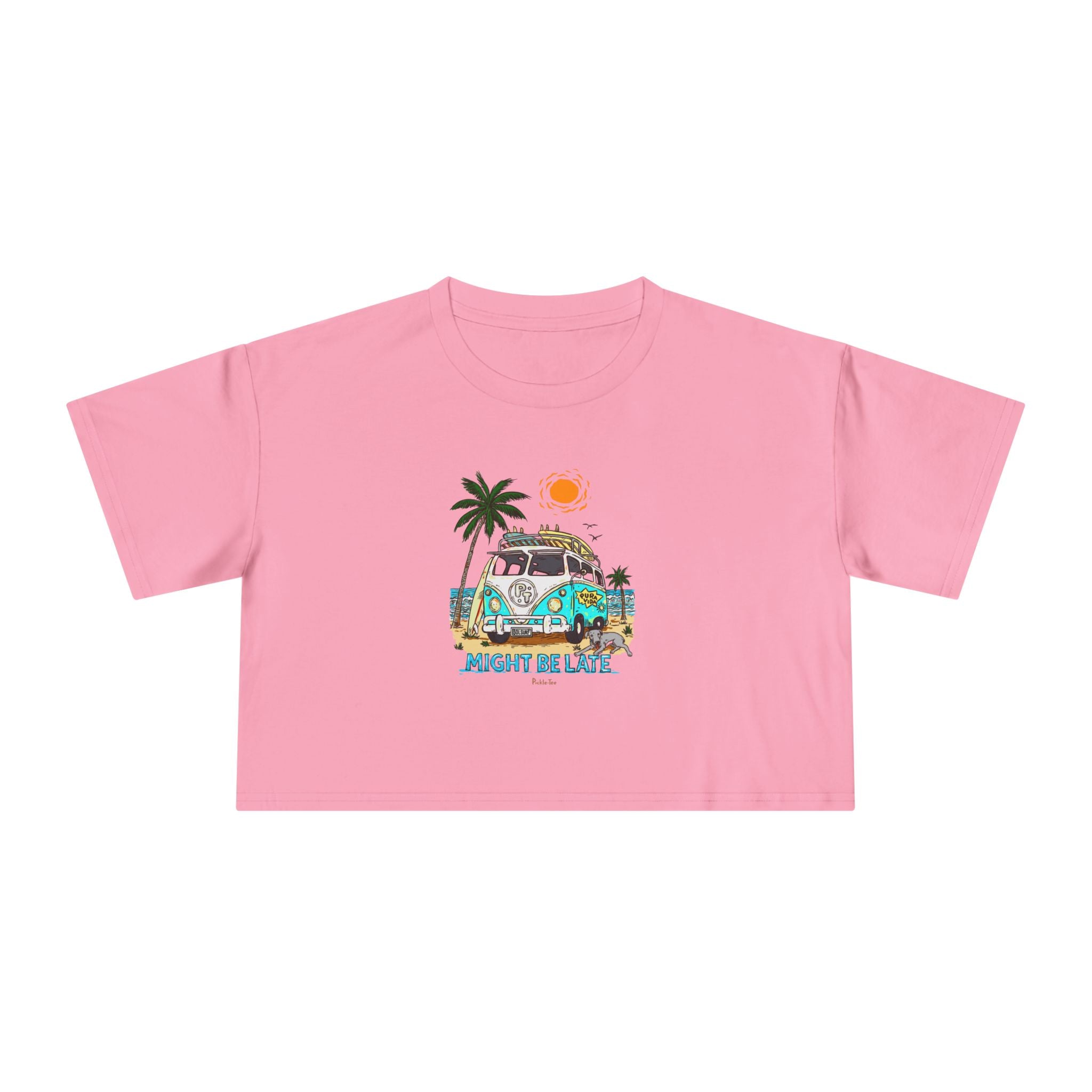 Surfing, Might Be Late Women's Crop Tee