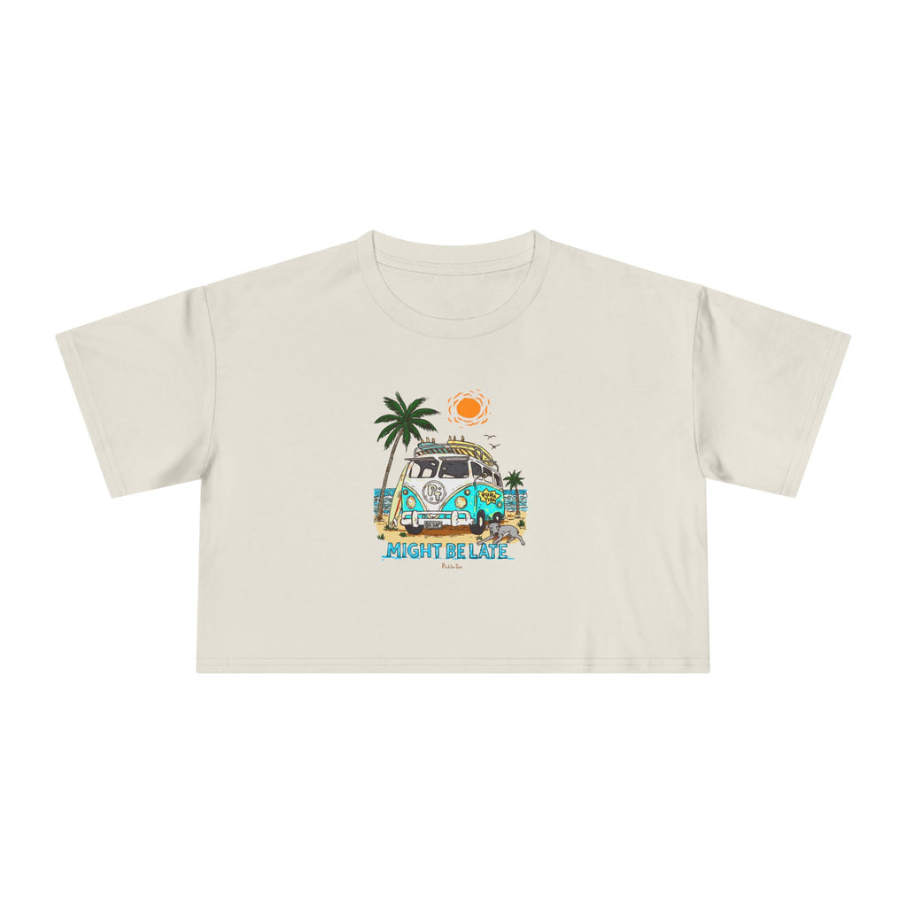 Surfing, Might Be Late Women's Crop Tee