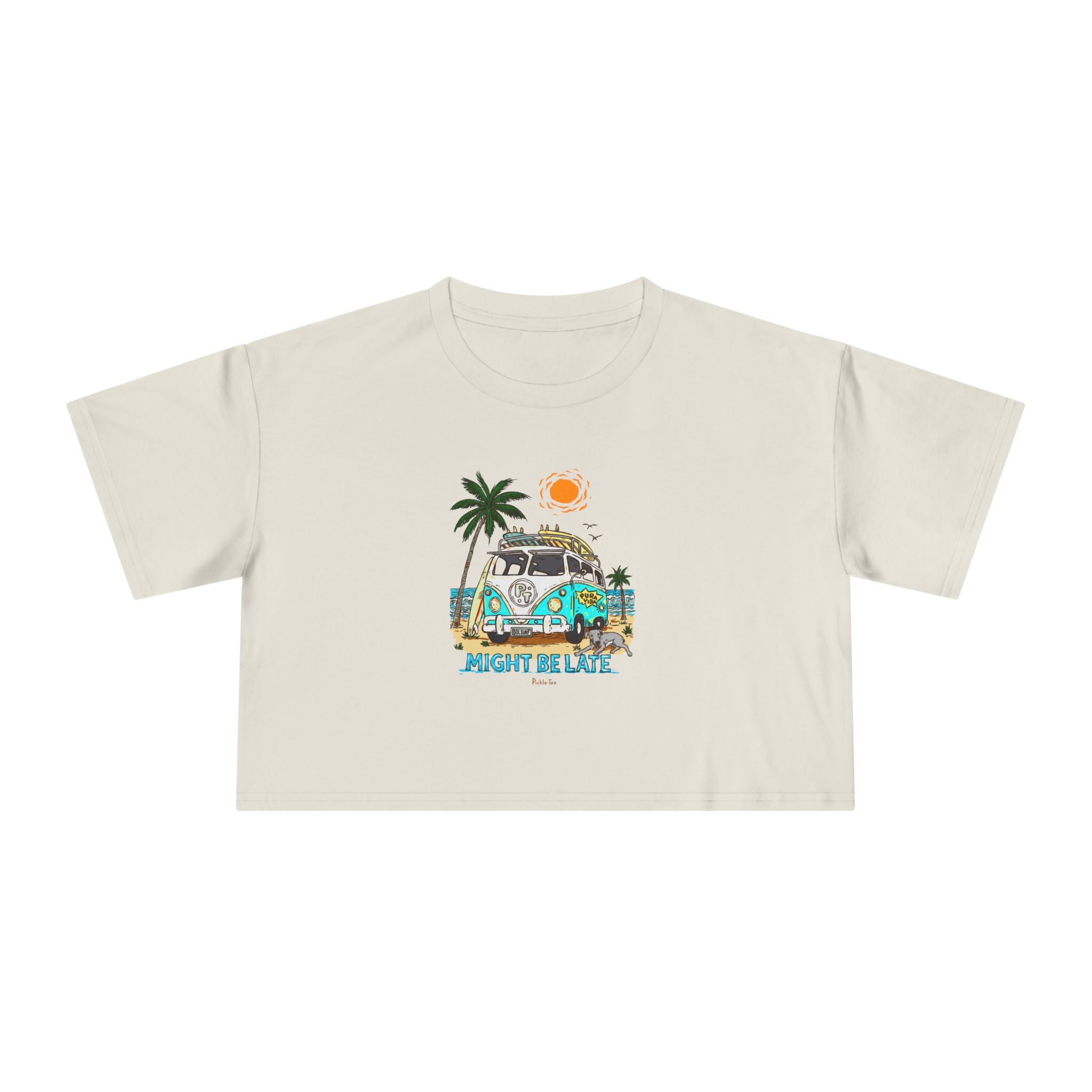 Surfing, Might Be Late Women's Crop Tee