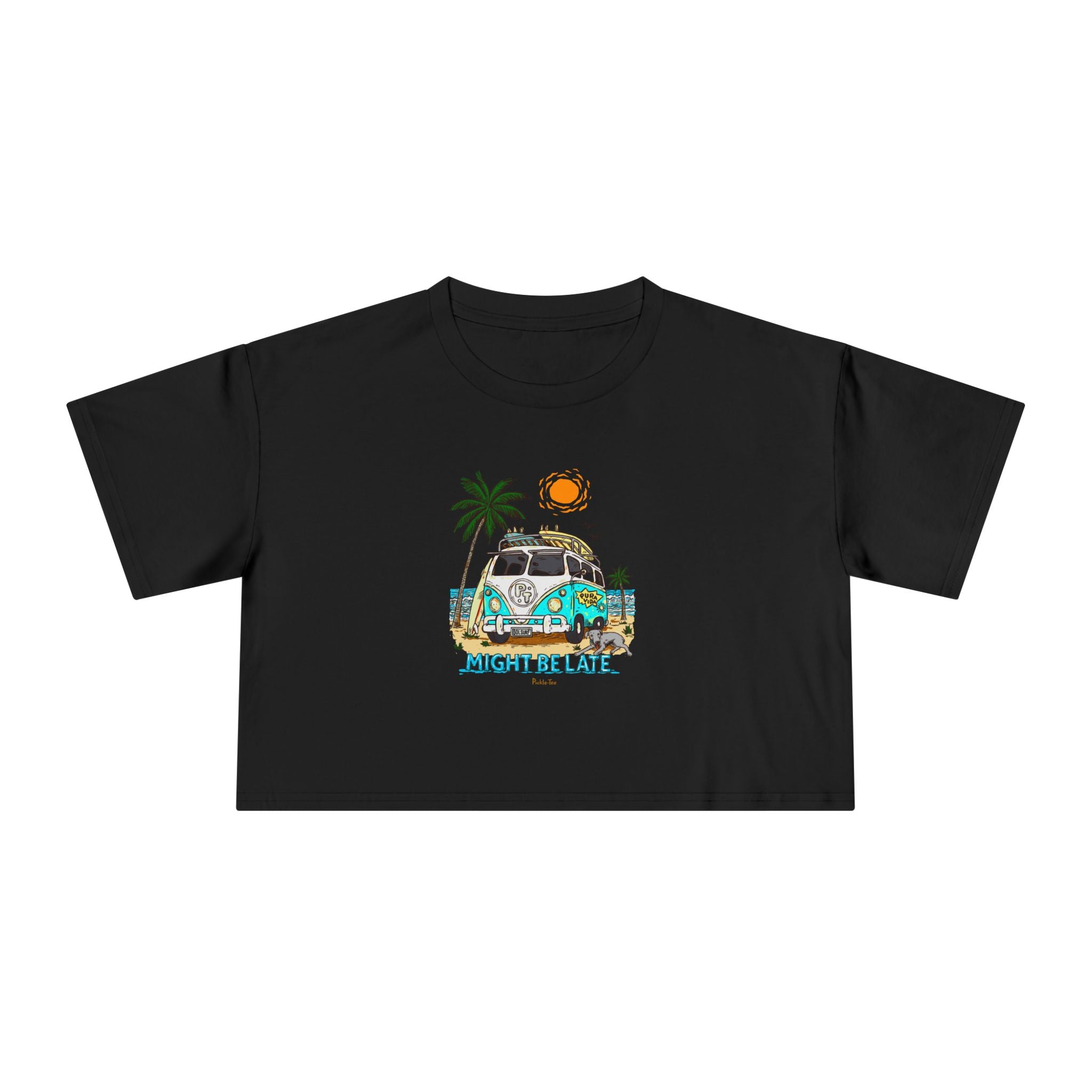 Surfing, Might Be Late Women's Crop Tee