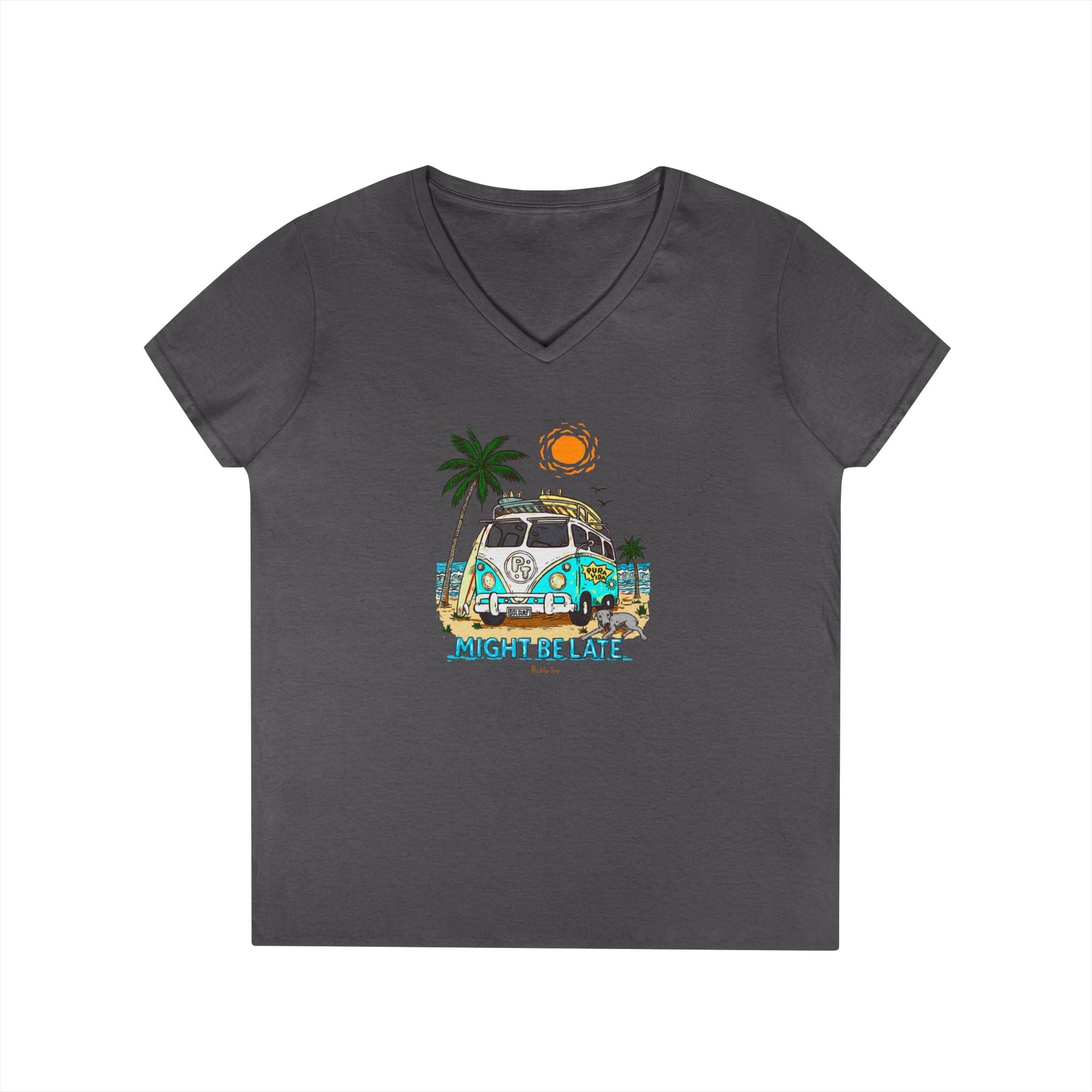 Surfing, Might Be Late Women’s Semi-Fitted Midweight V-Neck Tee