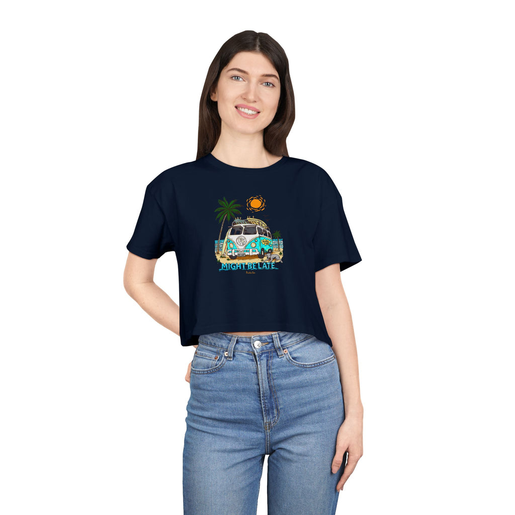Surfing, Might Be Late Women's Crop Tee
