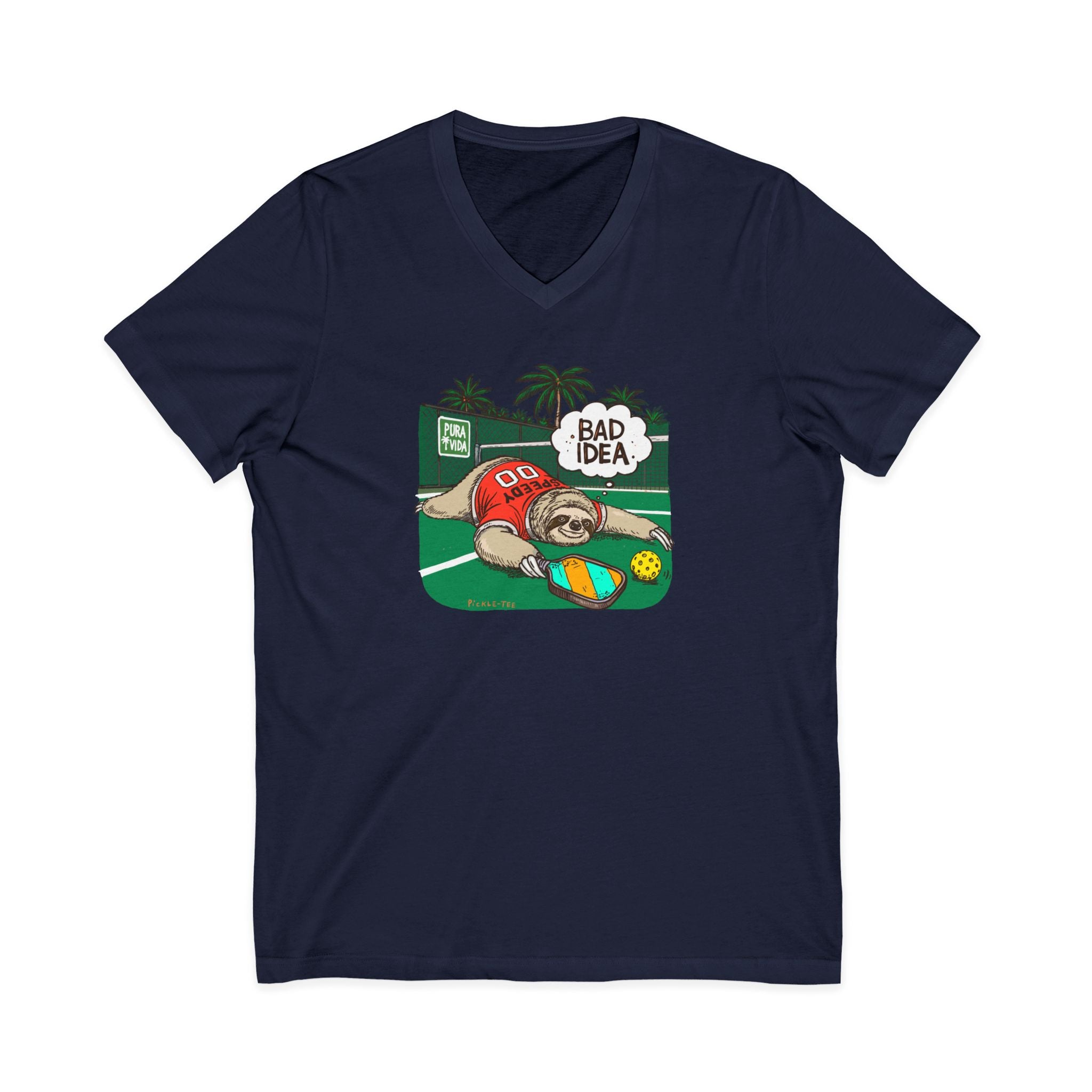 Pickleball Speedy the Sloth Unisex V-Neck Tee