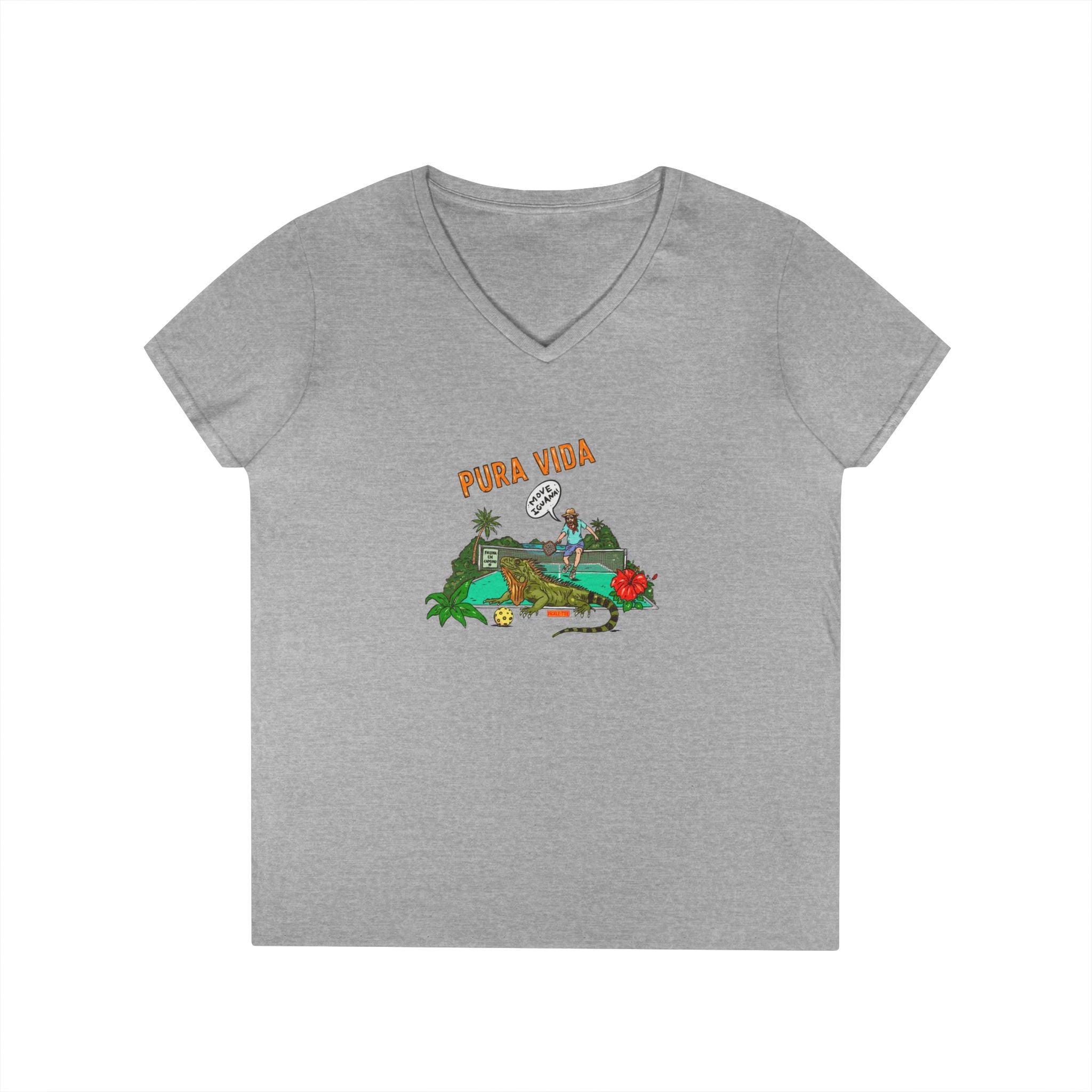 Iguana Pickleball, Ladies' midweight V-Neck T-Shirt