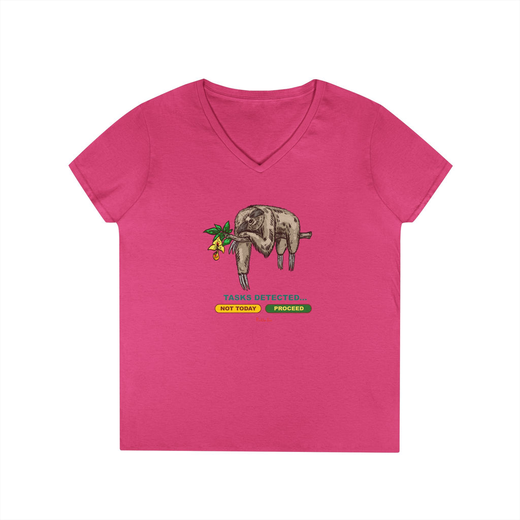 Sloth Tasks Ladies' V-Neck Tee