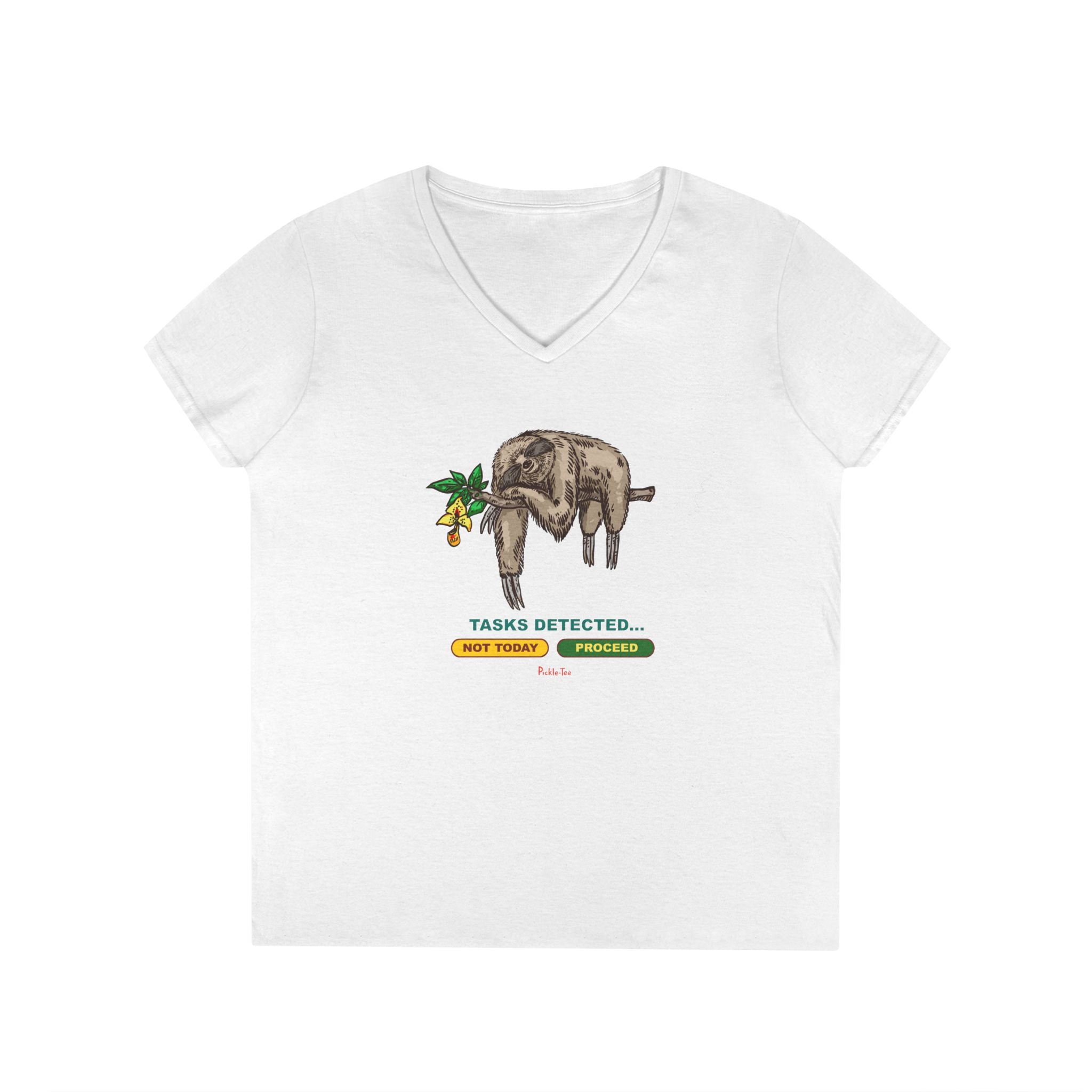 Sloth Tasks Ladies' V-Neck Tee