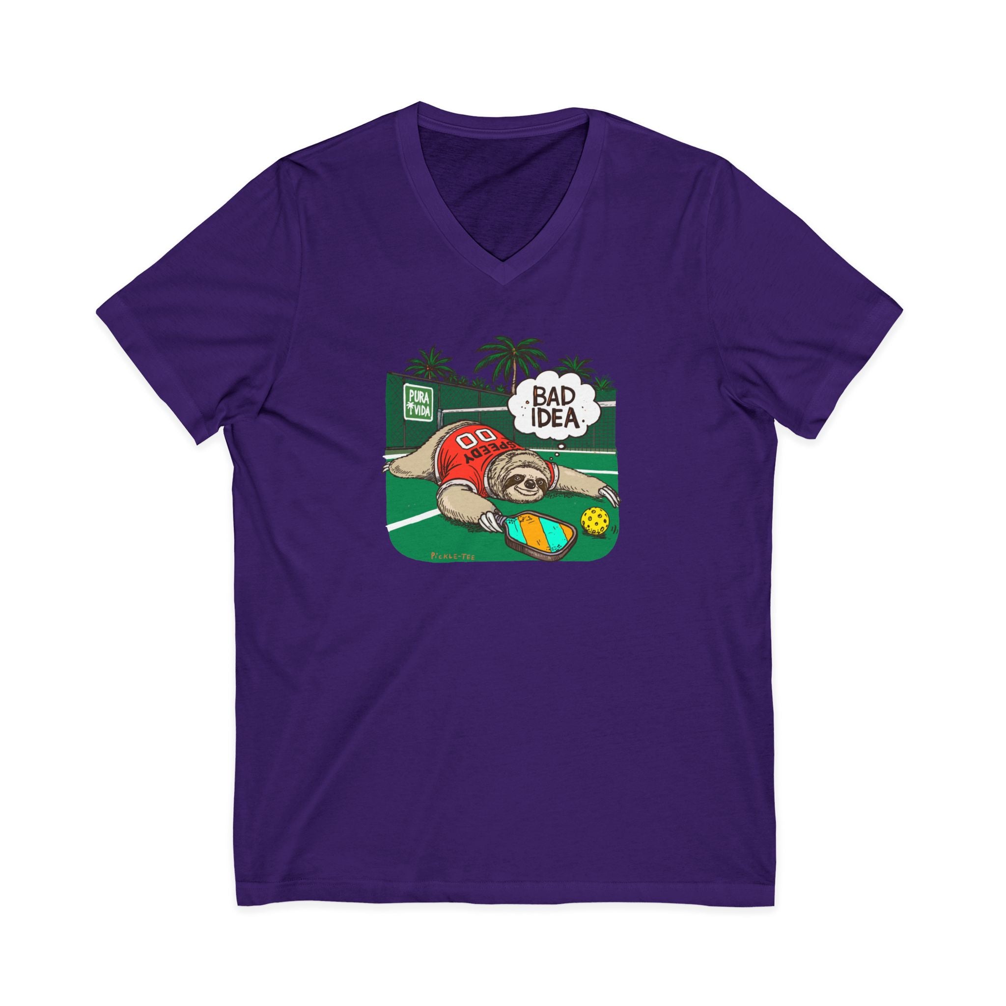 Pickleball Speedy the Sloth Unisex V-Neck Tee