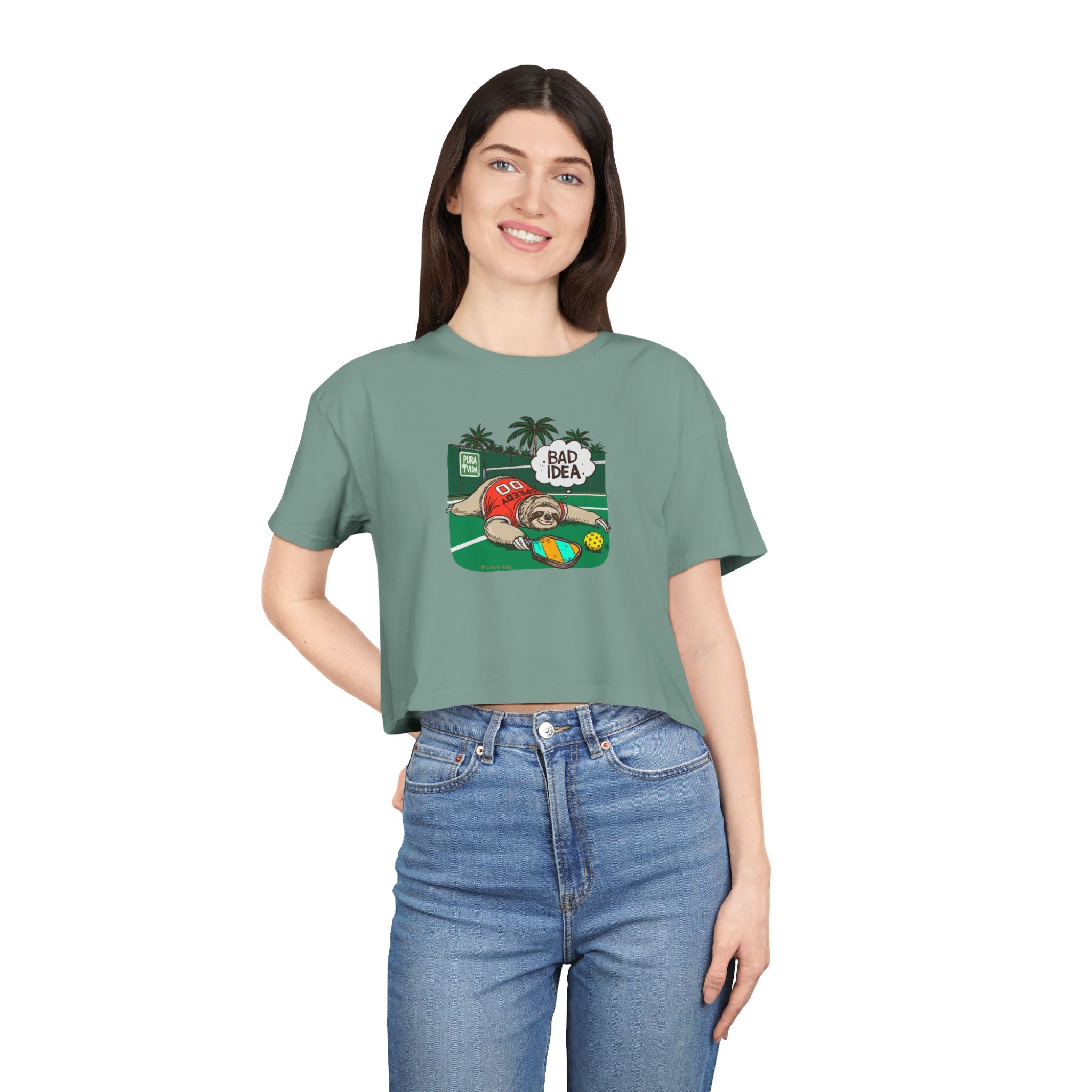 Pickleball Speedy the Sloth Women's Crop Tee