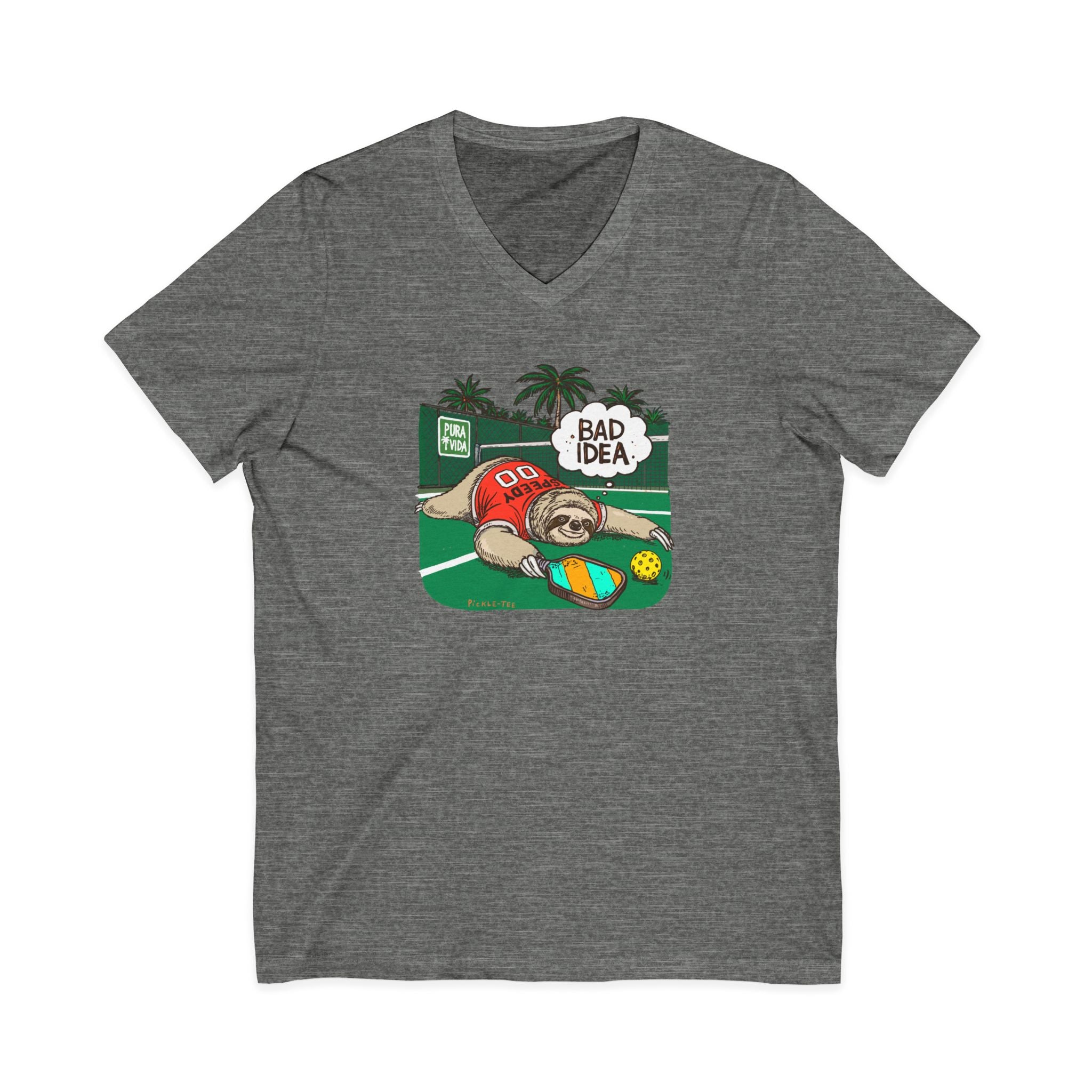 Pickleball Speedy the Sloth Unisex V-Neck Tee