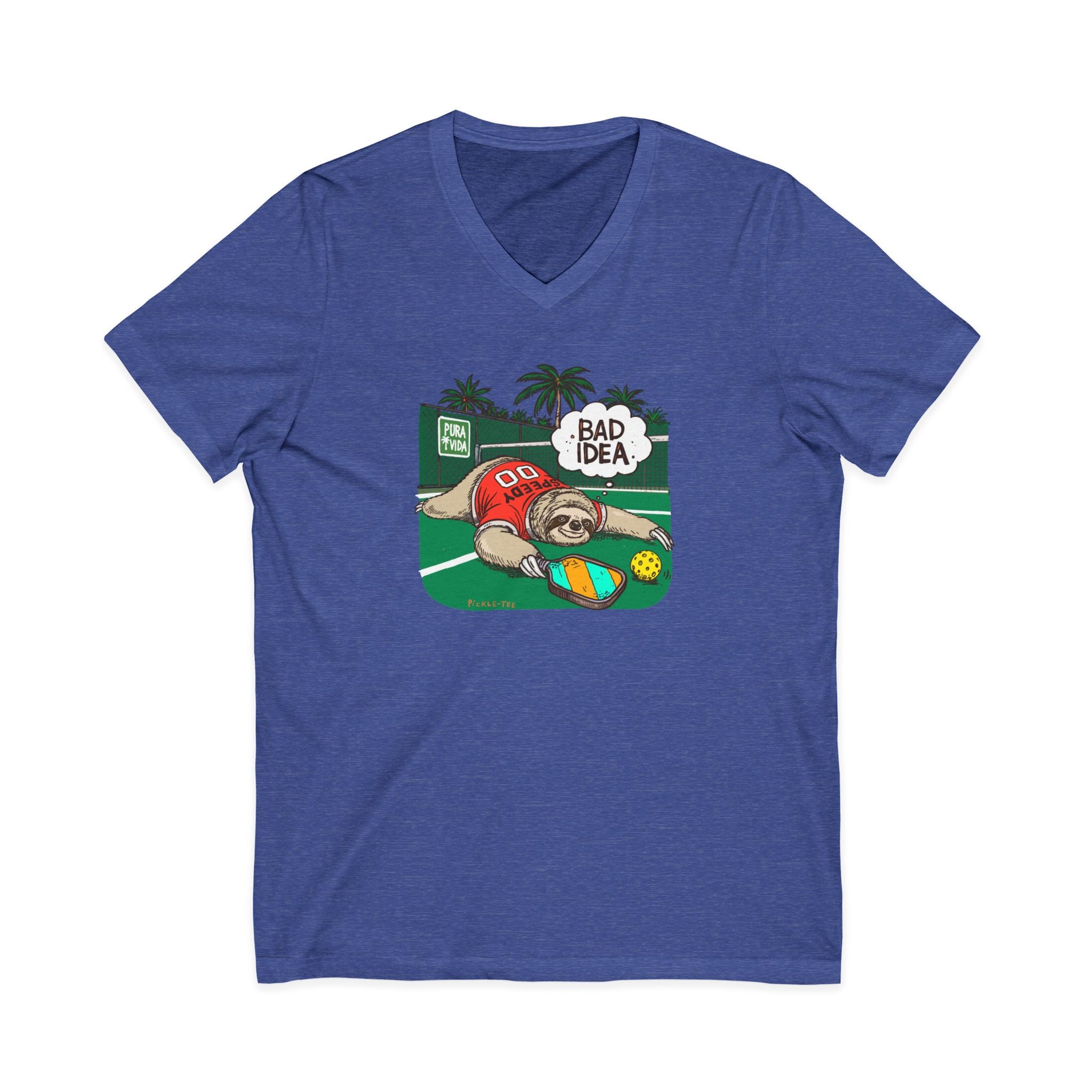 Pickleball Speedy the Sloth Unisex V-Neck Tee
