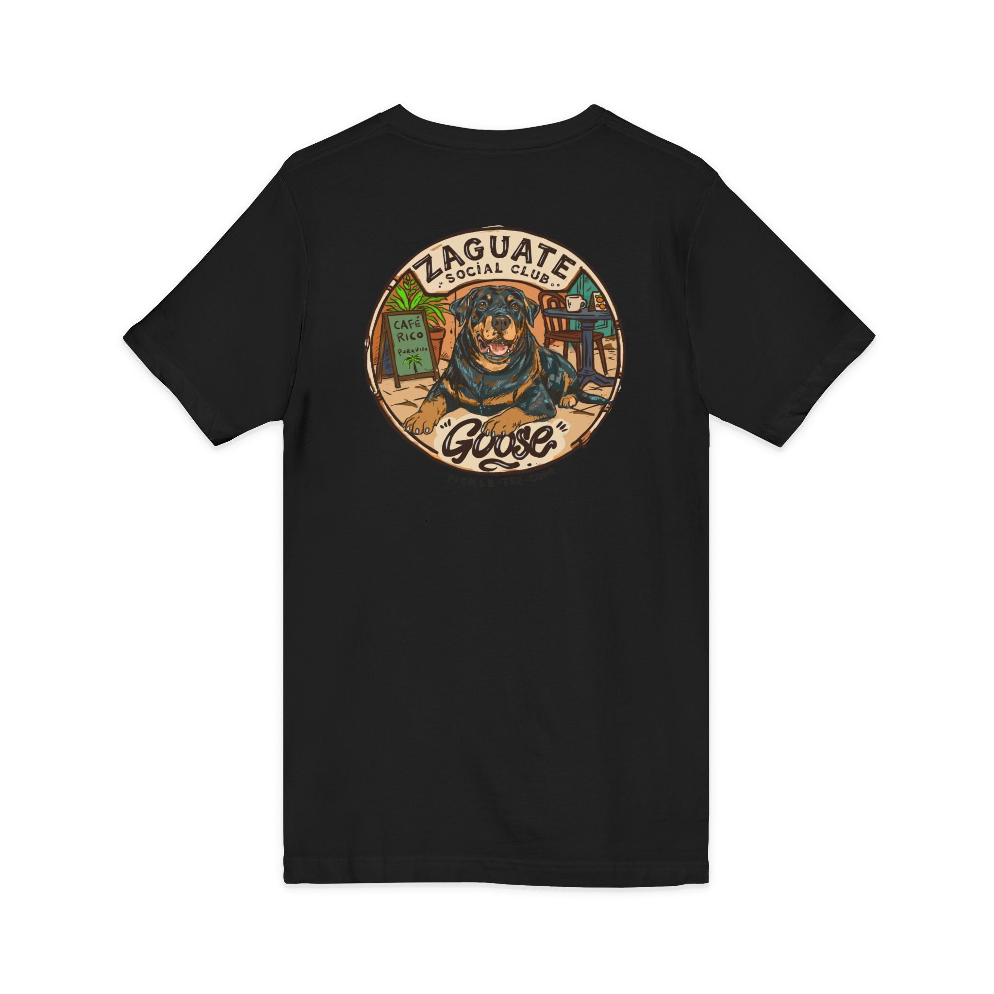 Zaguate Social Club- Goose front logo, Unisex V-Nect Tee