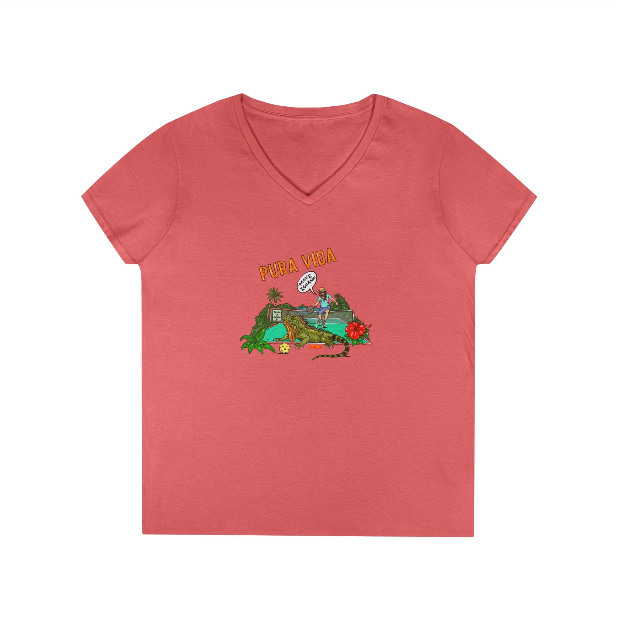 Iguana Pickleball, Ladies' midweight V-Neck T-Shirt