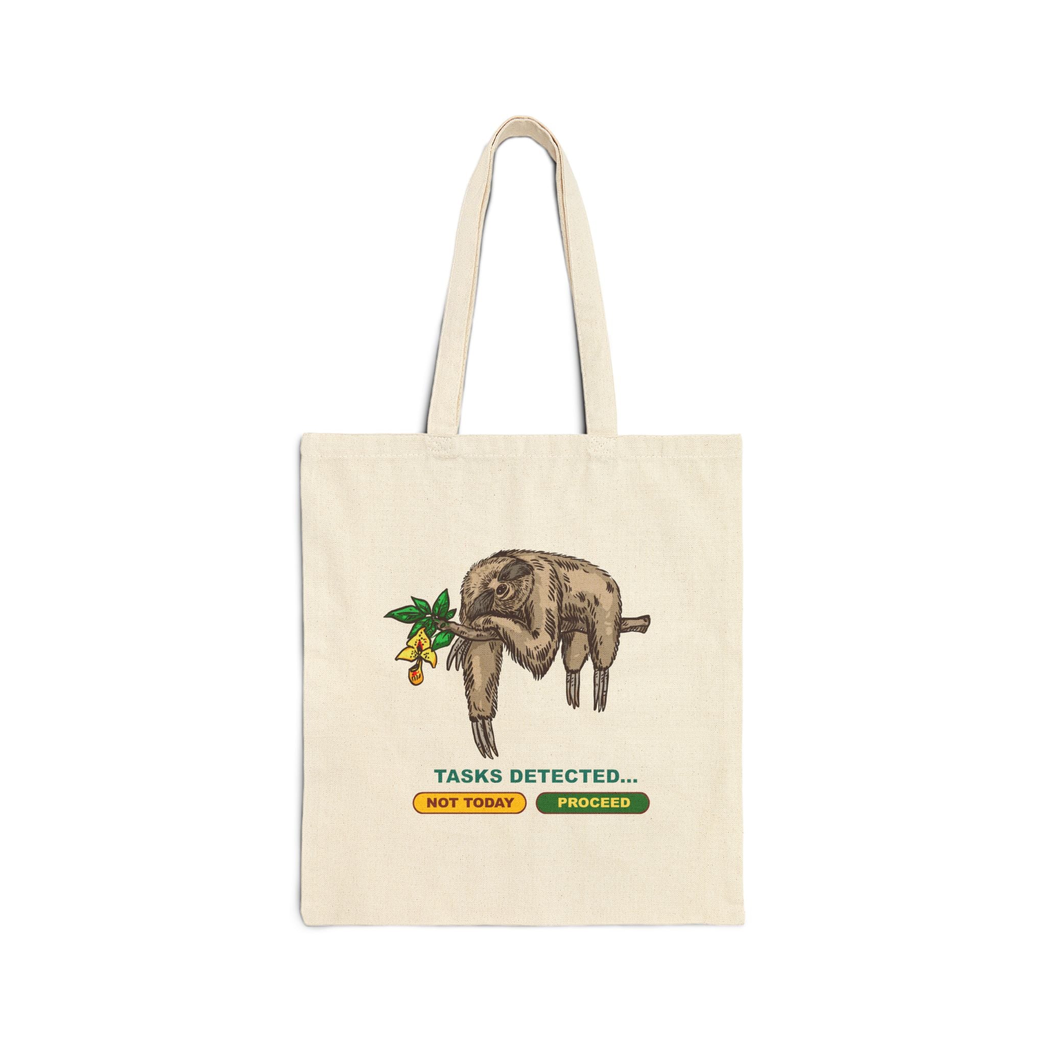 Sloth Tasks Detected Cotton Canvas Tote Bag
