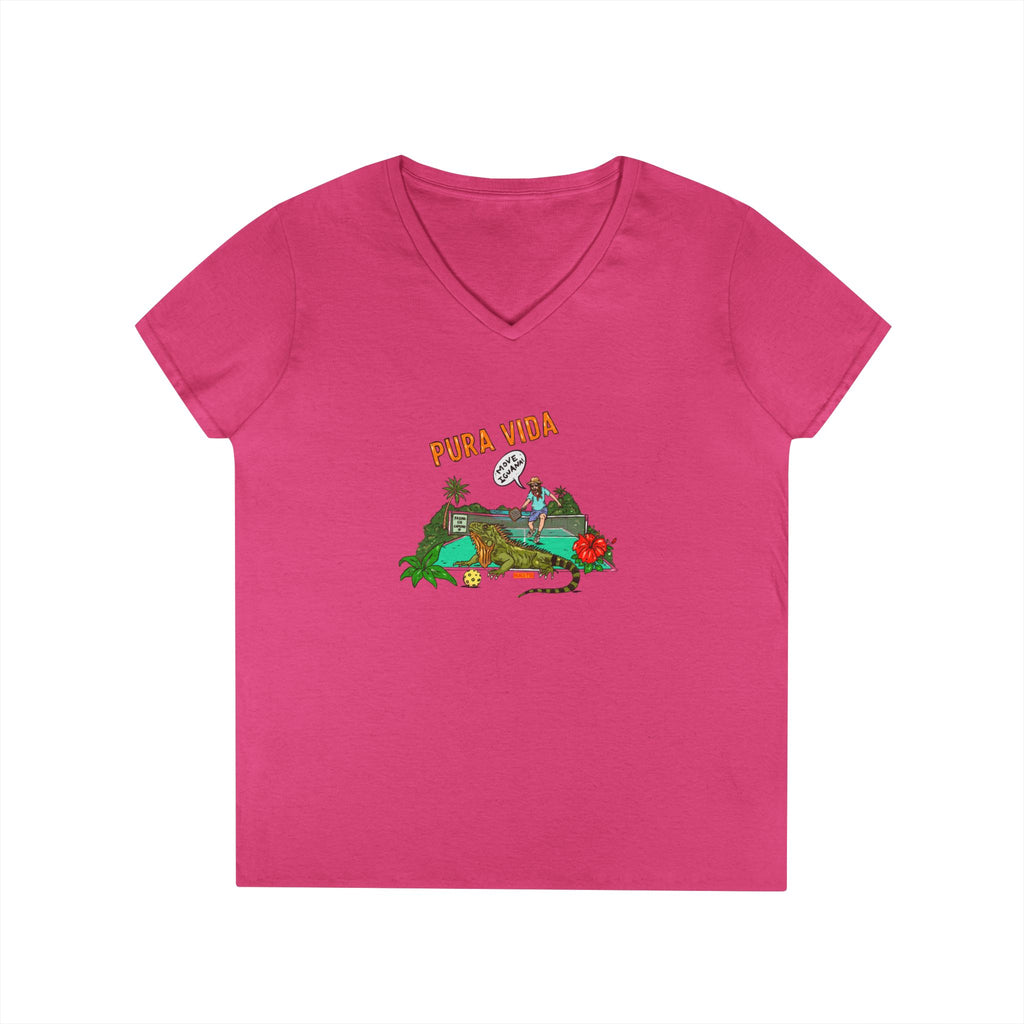Iguana Pickleball, Ladies' midweight V-Neck T-Shirt