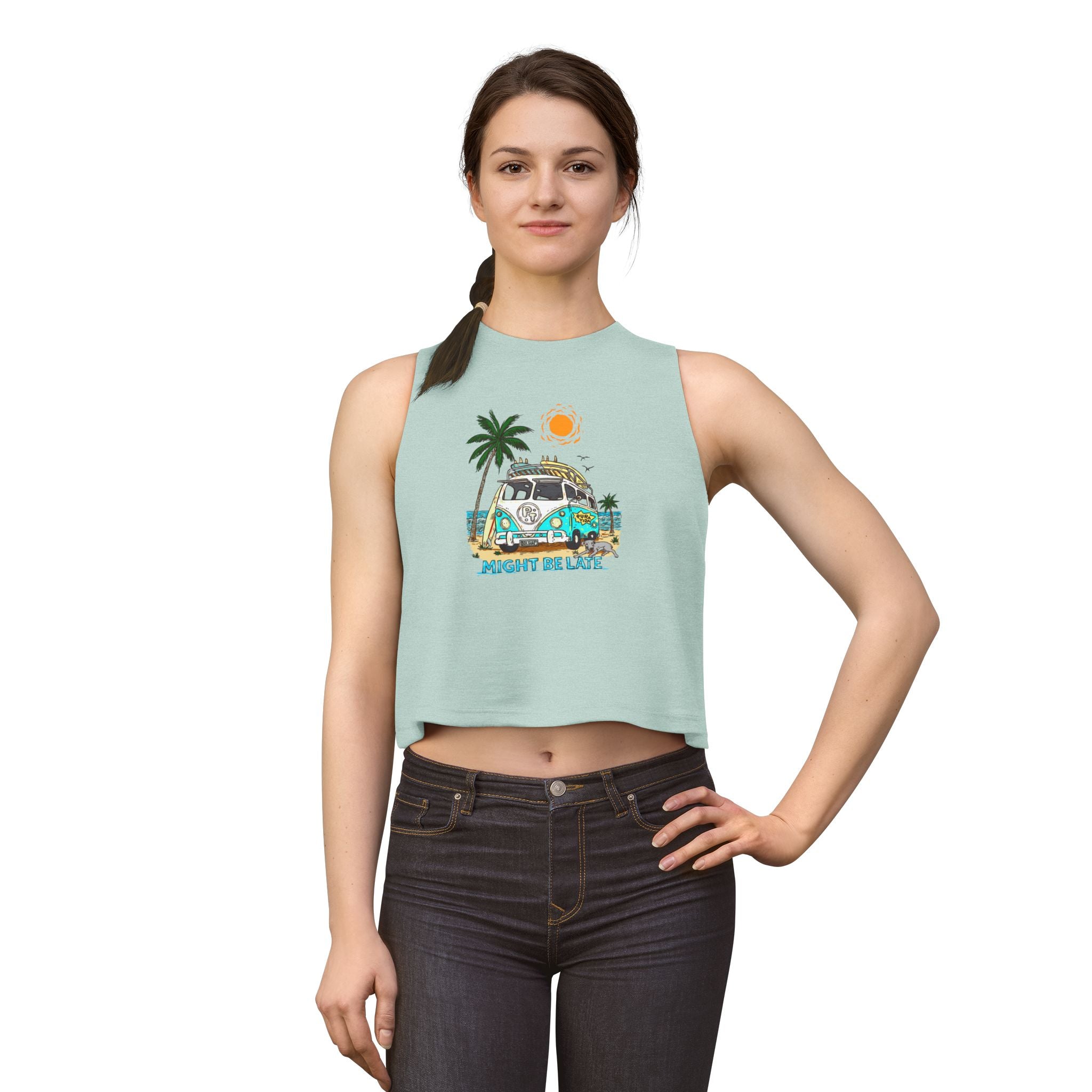 Surfing, Might Be Late Women's Crop Top