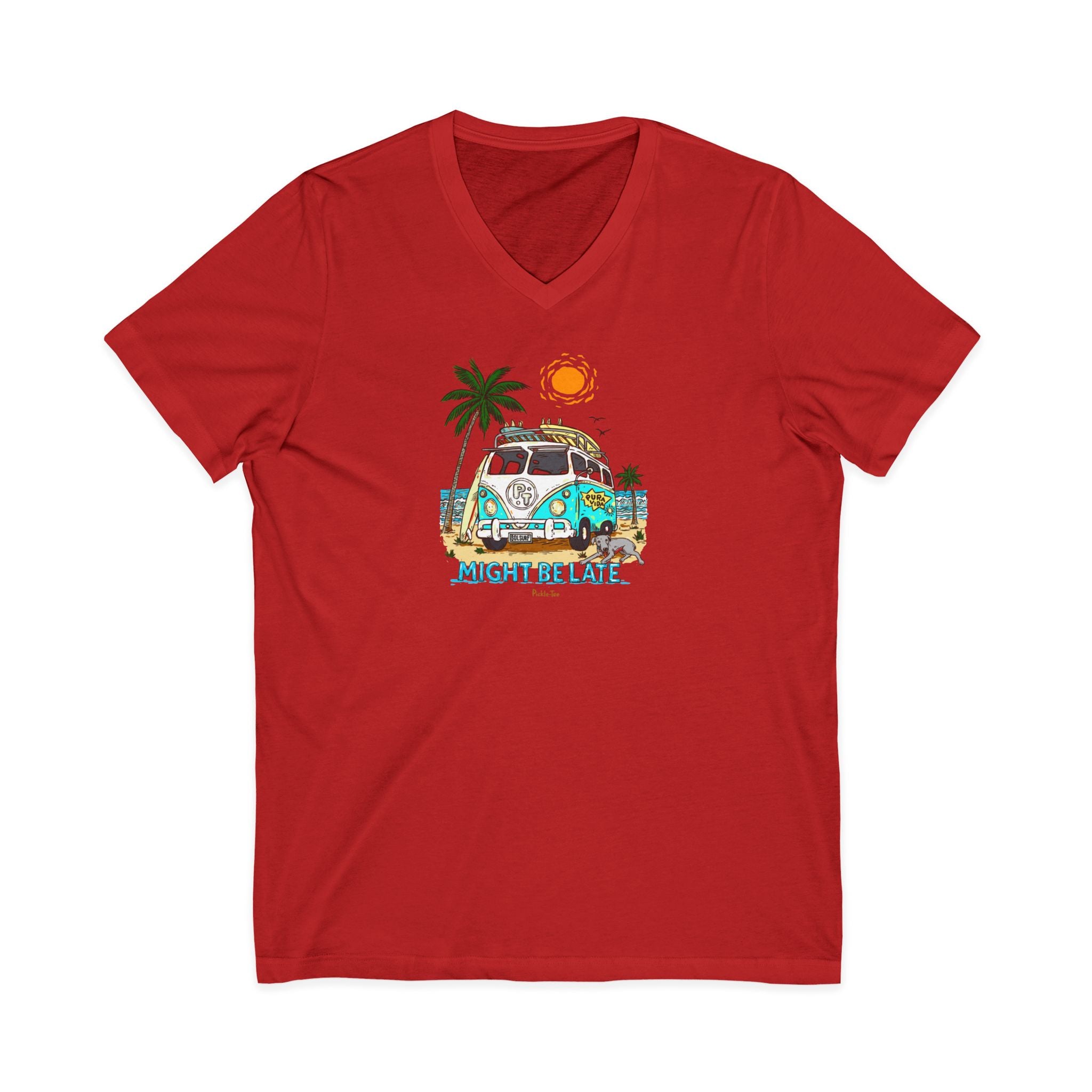 Surfing, Might Be Late, Unisex V-Neck Tee