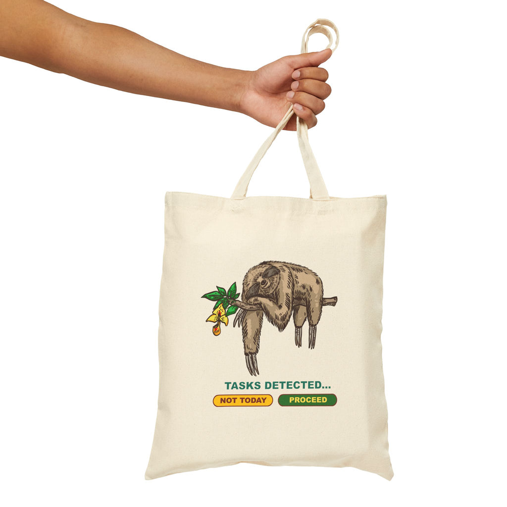 Sloth Tasks Detected Cotton Canvas Tote Bag