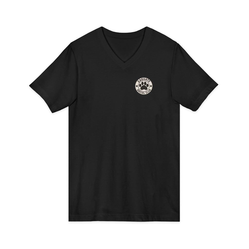 Zaguate Social Club- Goose front logo, Unisex V-Nect Tee