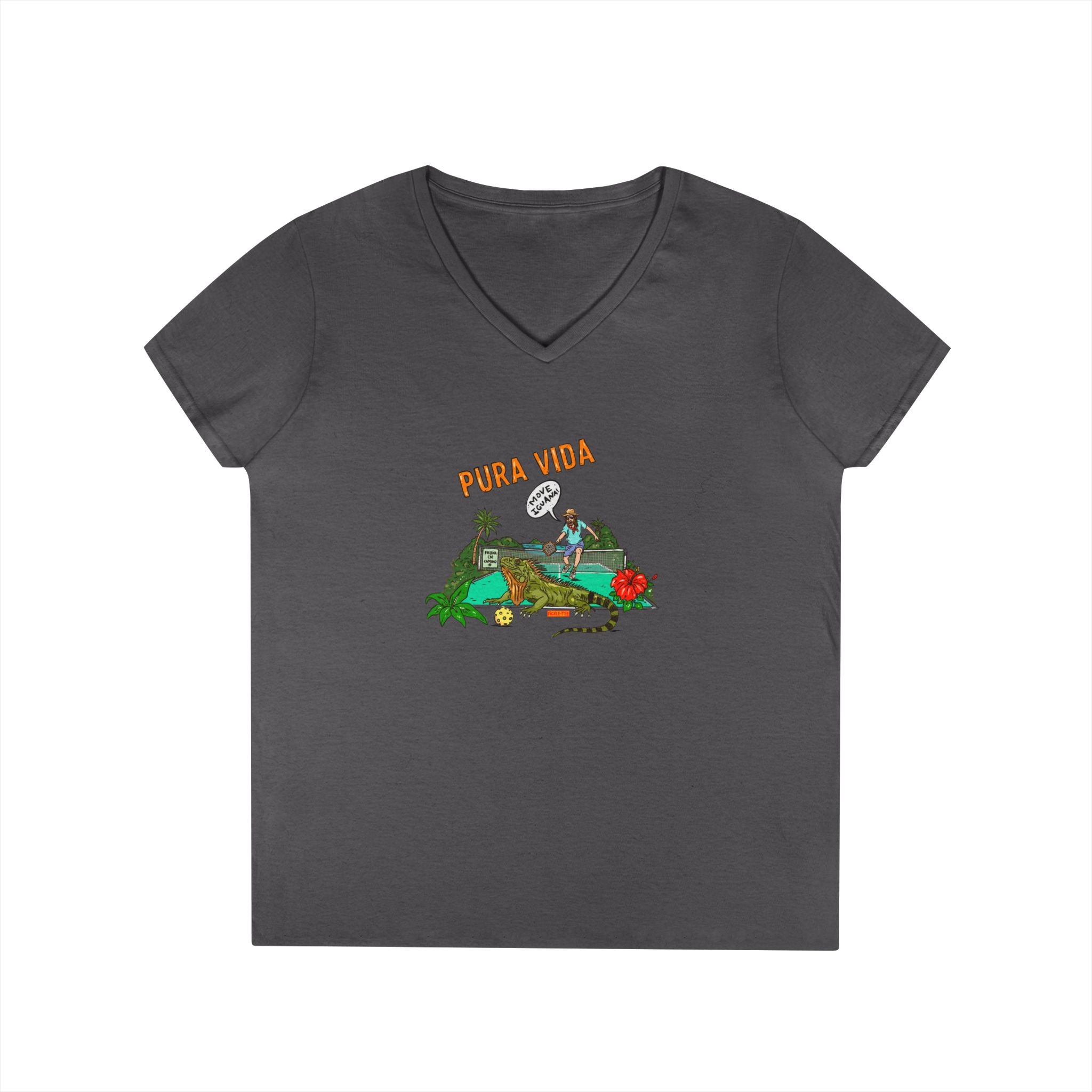 Iguana Pickleball, Ladies' midweight V-Neck T-Shirt