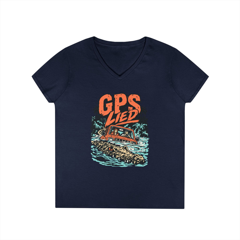 GPS LIED, Women’s Midweight Semi Fitted  V-Neck Tee