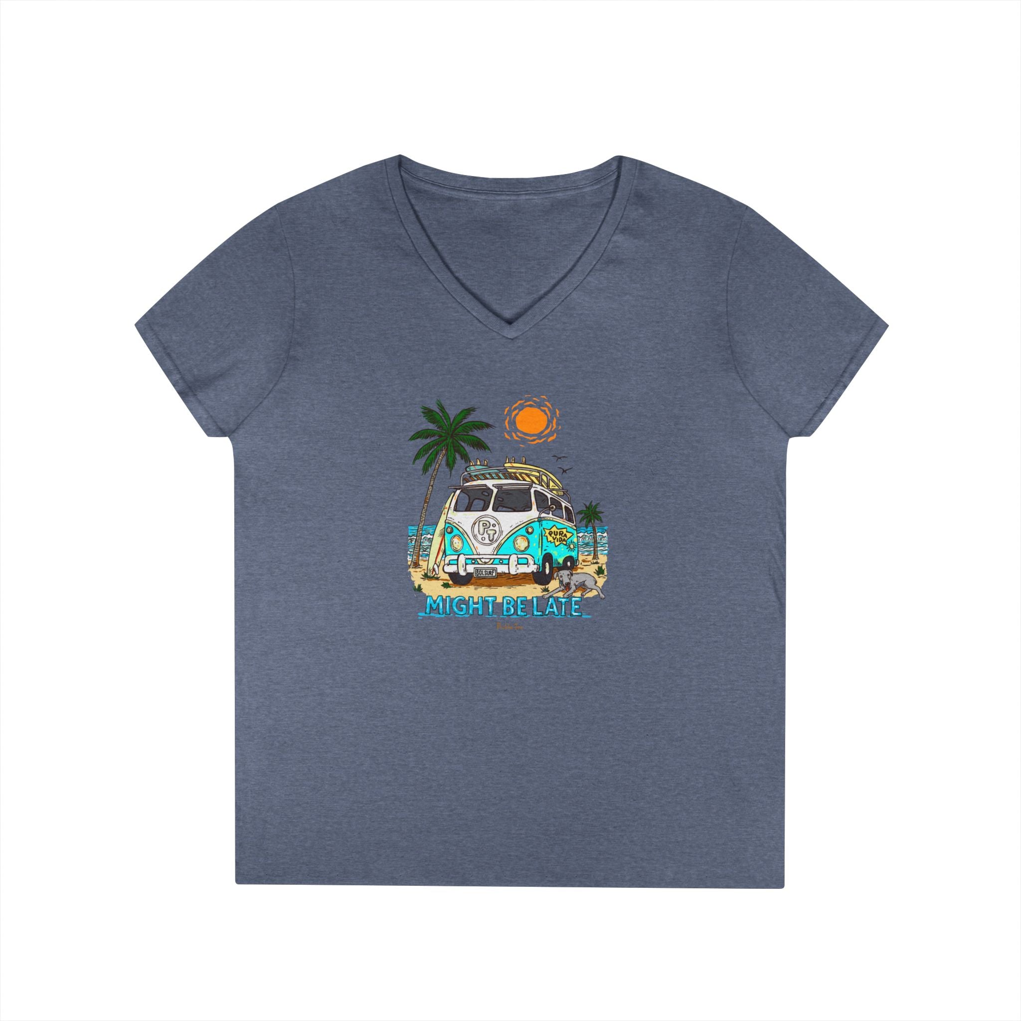 Surfing, Might Be Late Women’s Midweight V-Neck T-Shirt