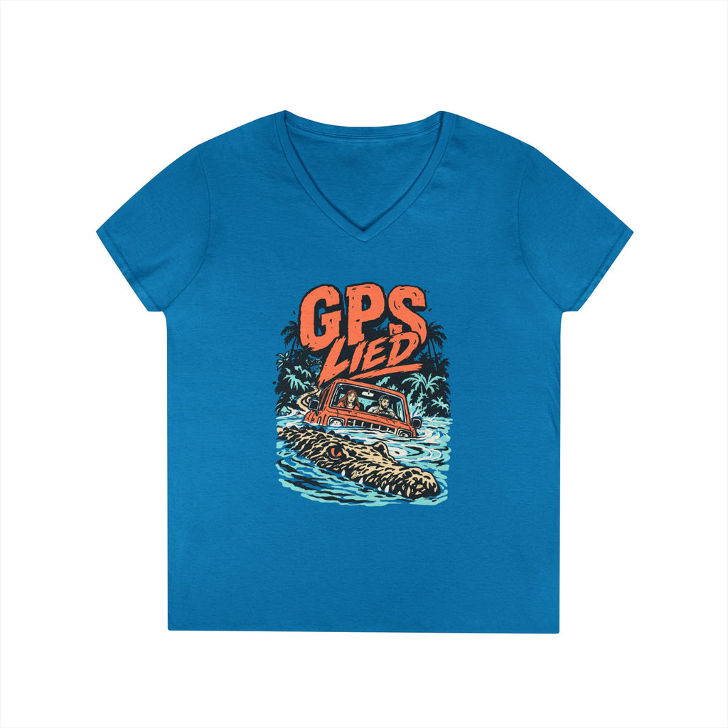 GPS LIED, Women’s Midweight Semi Fitted  V-Neck Tee