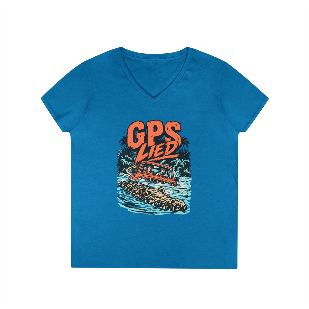GPS LIED, Women’s Midweight Semi Fitted  V-Neck Tee