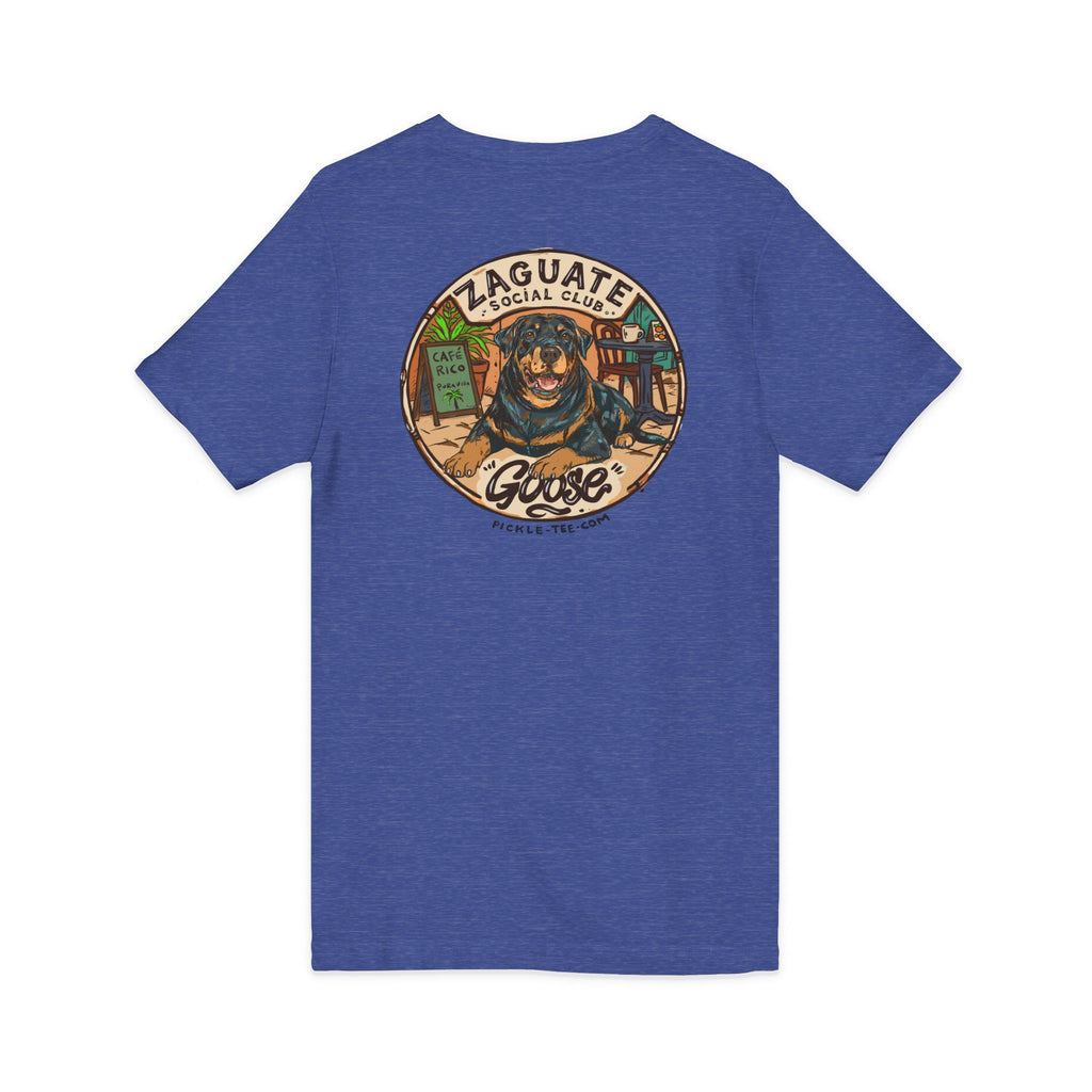 Zaguate Social Club- Goose front logo, Unisex V-Nect Tee